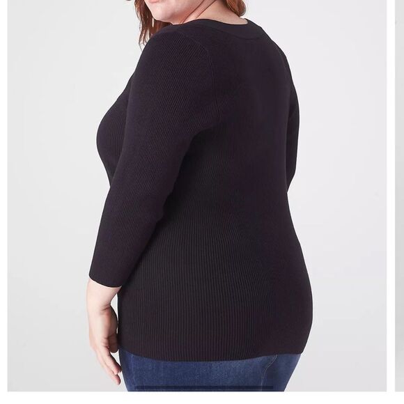 Lane Bryant Fitted 3/4-Sleeve Square-Neck Pullover Sweater Size 26/28 NWT - Picture 2 of 3